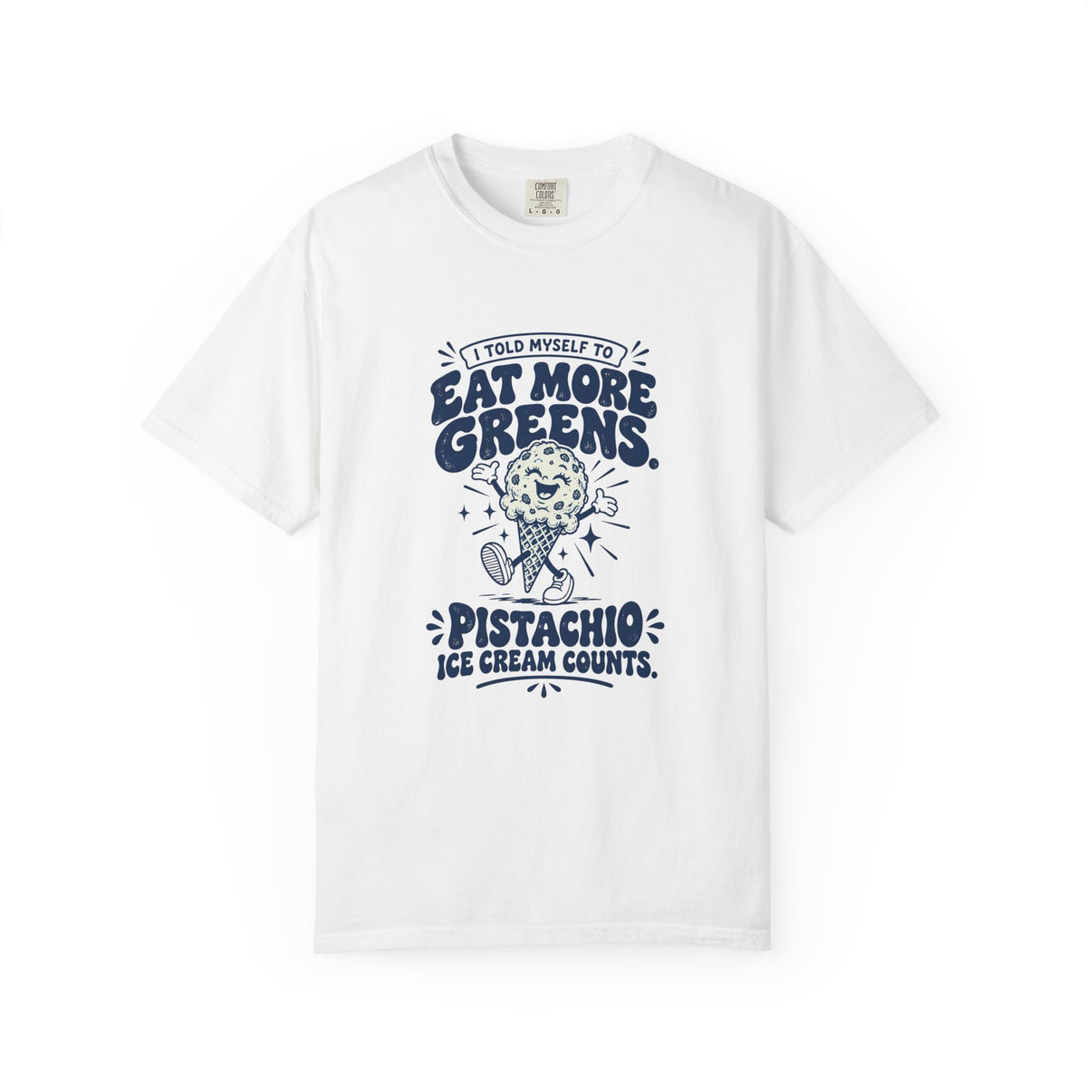 More Greens – Funny Food & Coffee T-Shirt – White – Bad Advice Club product mockup