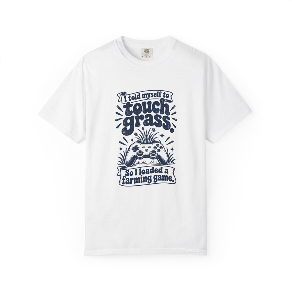 Touch Grass – Funny Gaming T-Shirt – White – Bad Advice Club product mockup