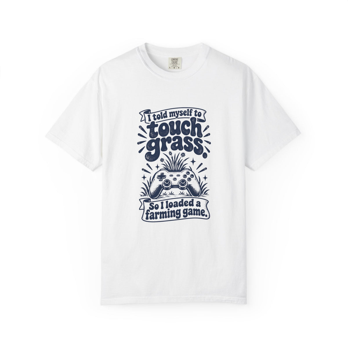 Touch Grass – Funny Gaming T-Shirt – White – Bad Advice Club product mockup