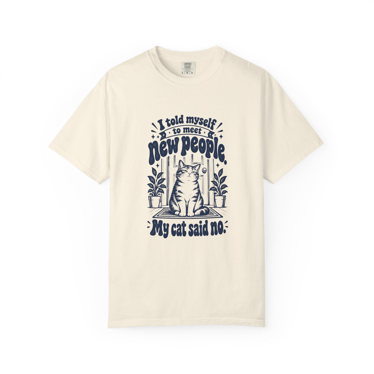 Meet New People – Funny Social Battery T-Shirt – Ivory – Bad Advice Club product mockup