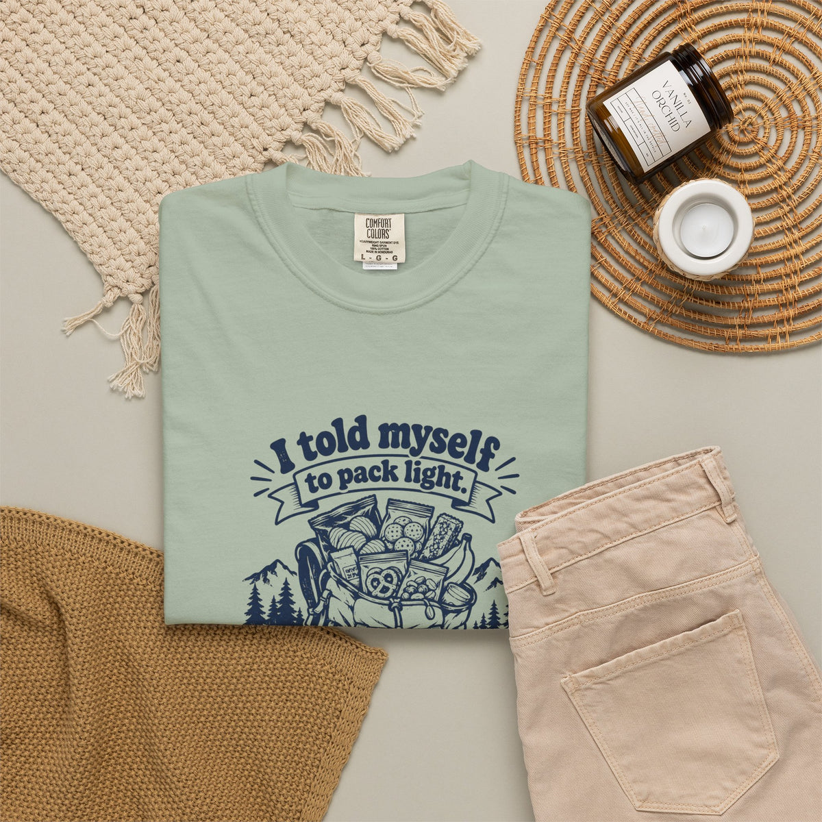 Pack Light – Funny Outdoor Escapes T-Shirt – Bad Advice Club product mockup