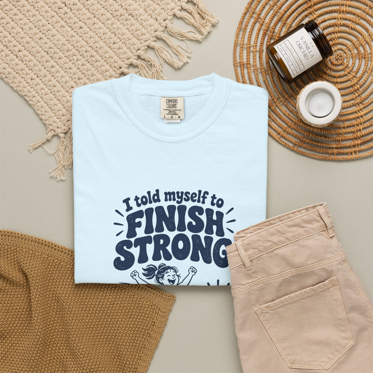Finish Strong – Funny Running T-Shirt – Bad Advice Club product mockup