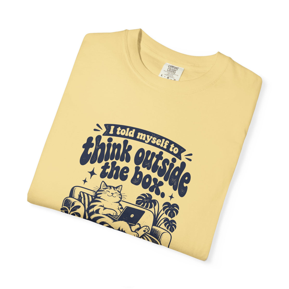 Outside the Box – Funny Work & Procrastination T-Shirt – Bad Advice Club product mockup