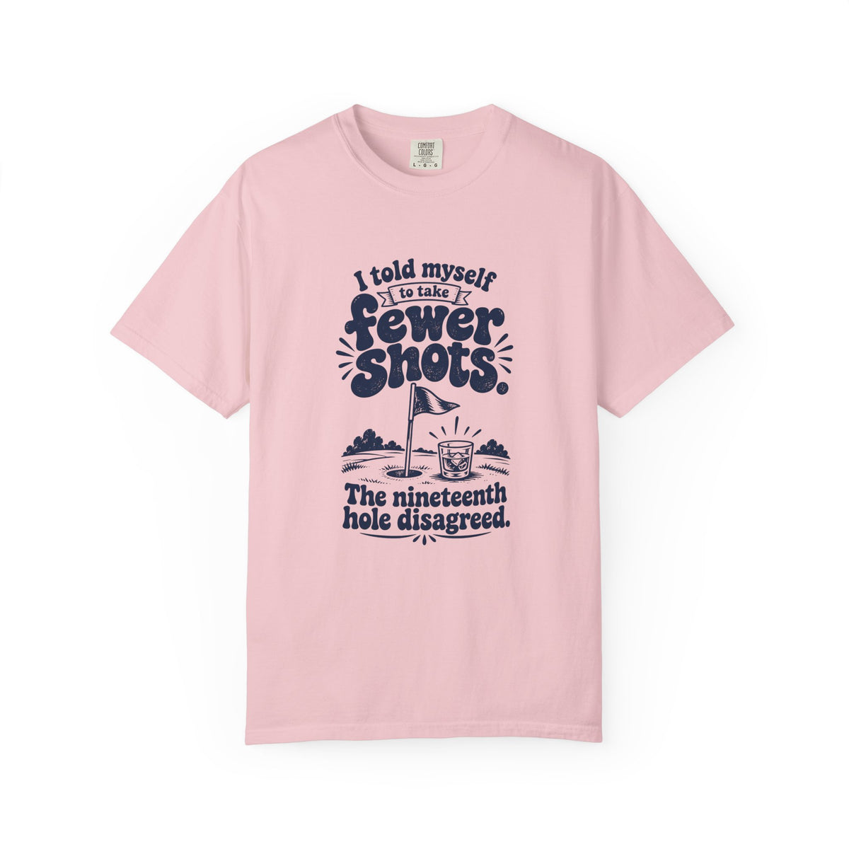 Fewer Shots – Funny Golf T-Shirt – Blossom – Bad Advice Club product mockup