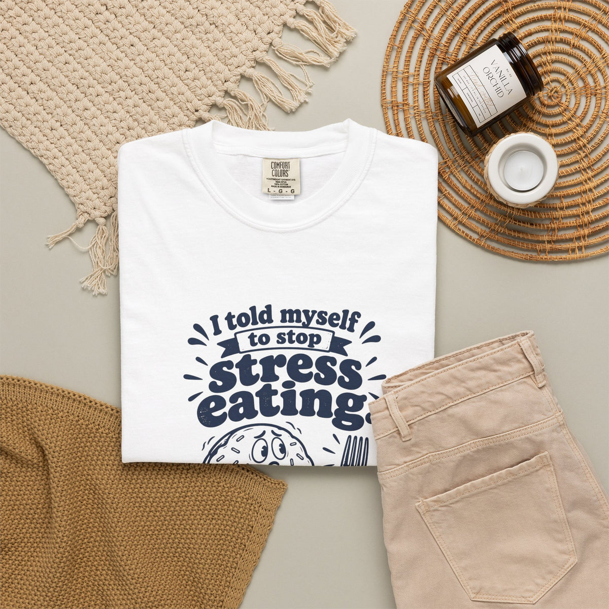 Stress Eating – Funny Food & Coffee T-Shirt – Bad Advice Club product mockup