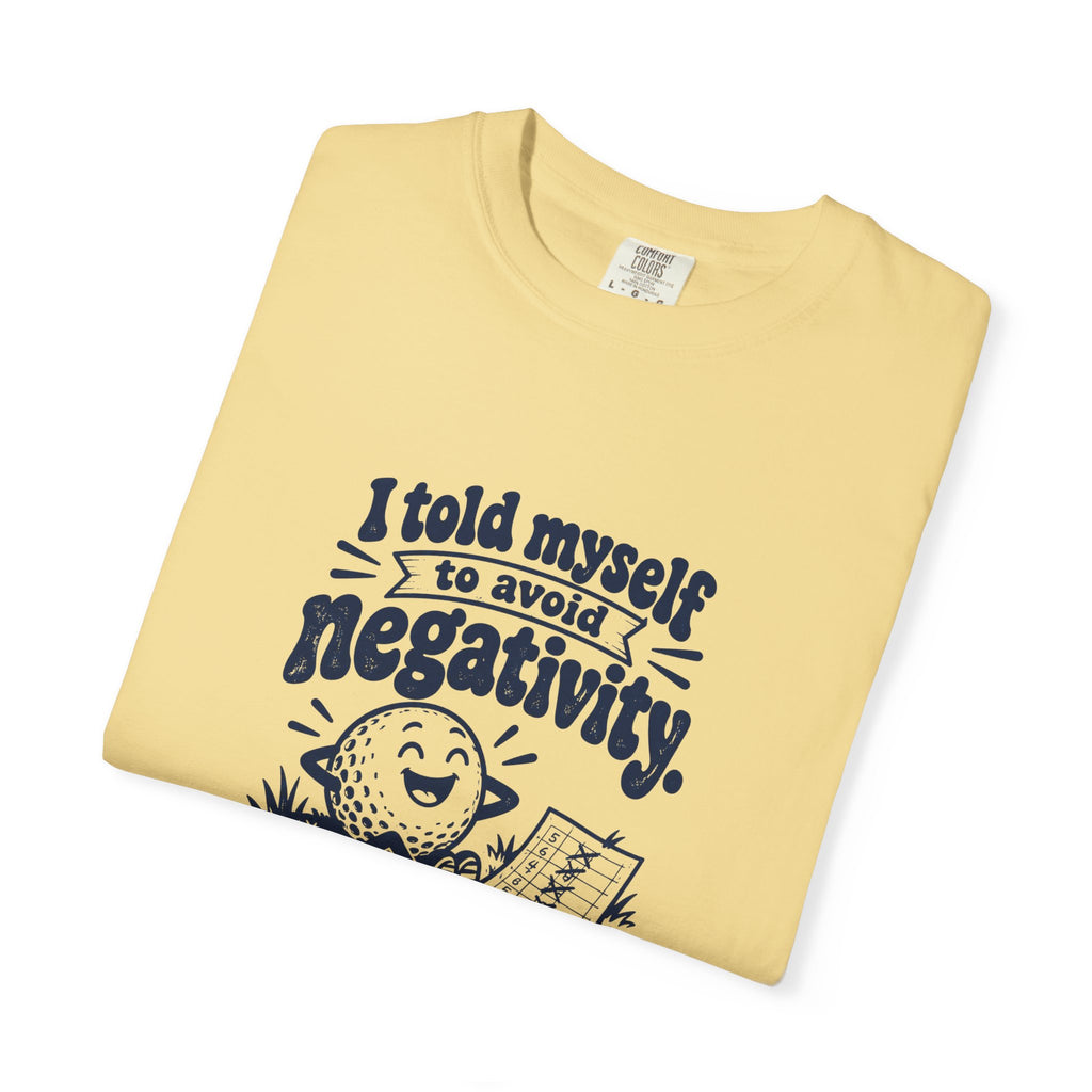 Avoid Negativity – Funny Golf T-Shirt – Bad Advice Club product mockup
