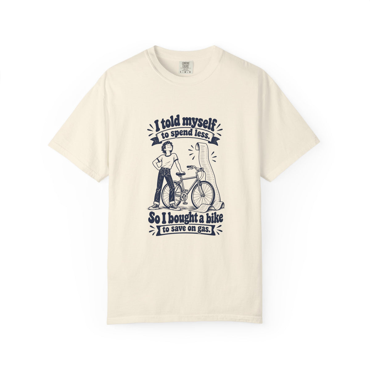 Save on Gas – Funny Cycling T-Shirt – Ivory – Bad Advice Club product mockup