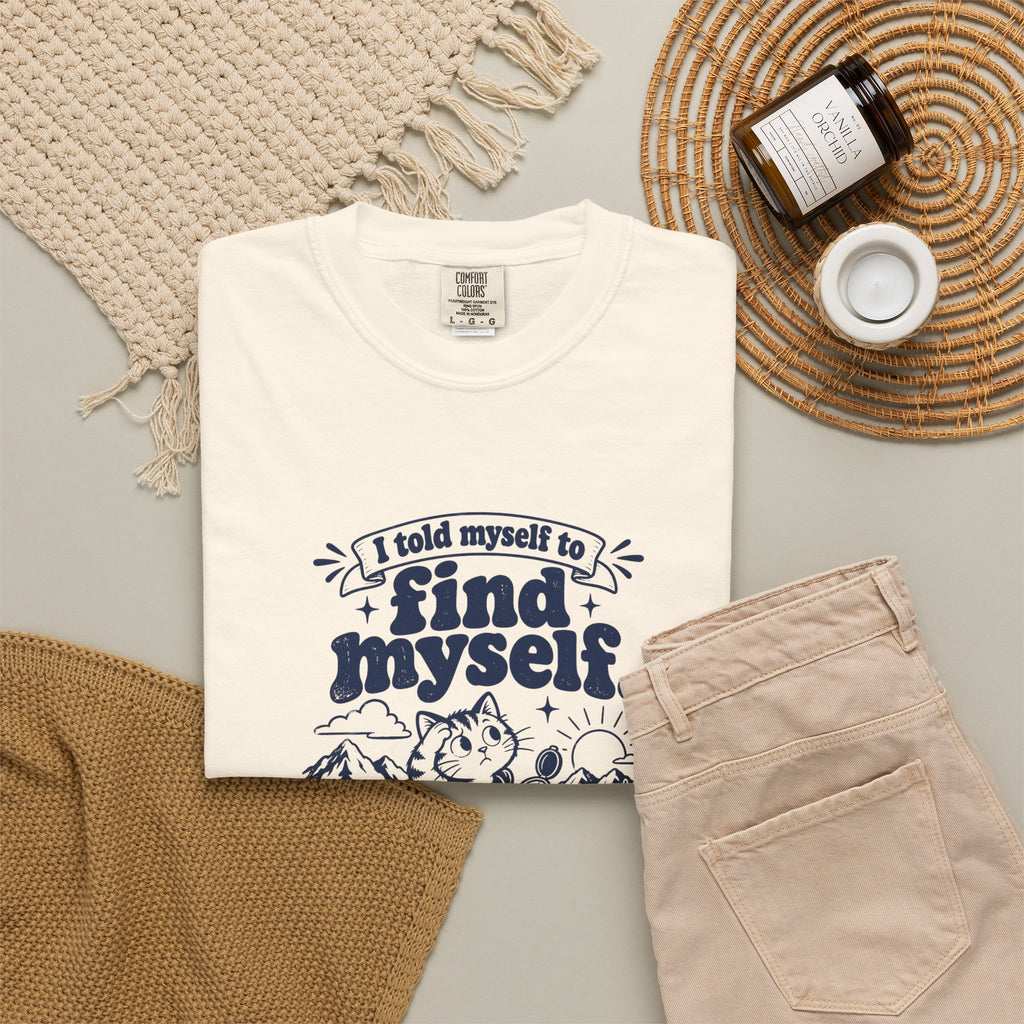 Find Myself – Funny Outdoor Escapes T-Shirt – Bad Advice Club product mockup