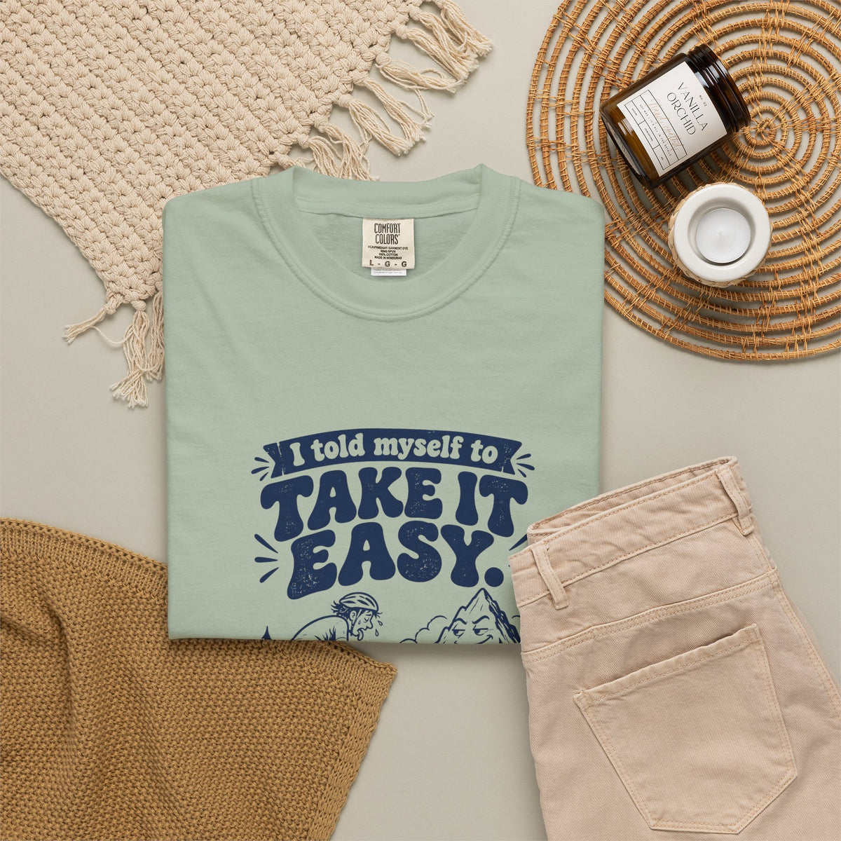 Take It Easy – Funny Cycling T-Shirt – Bad Advice Club product mockup