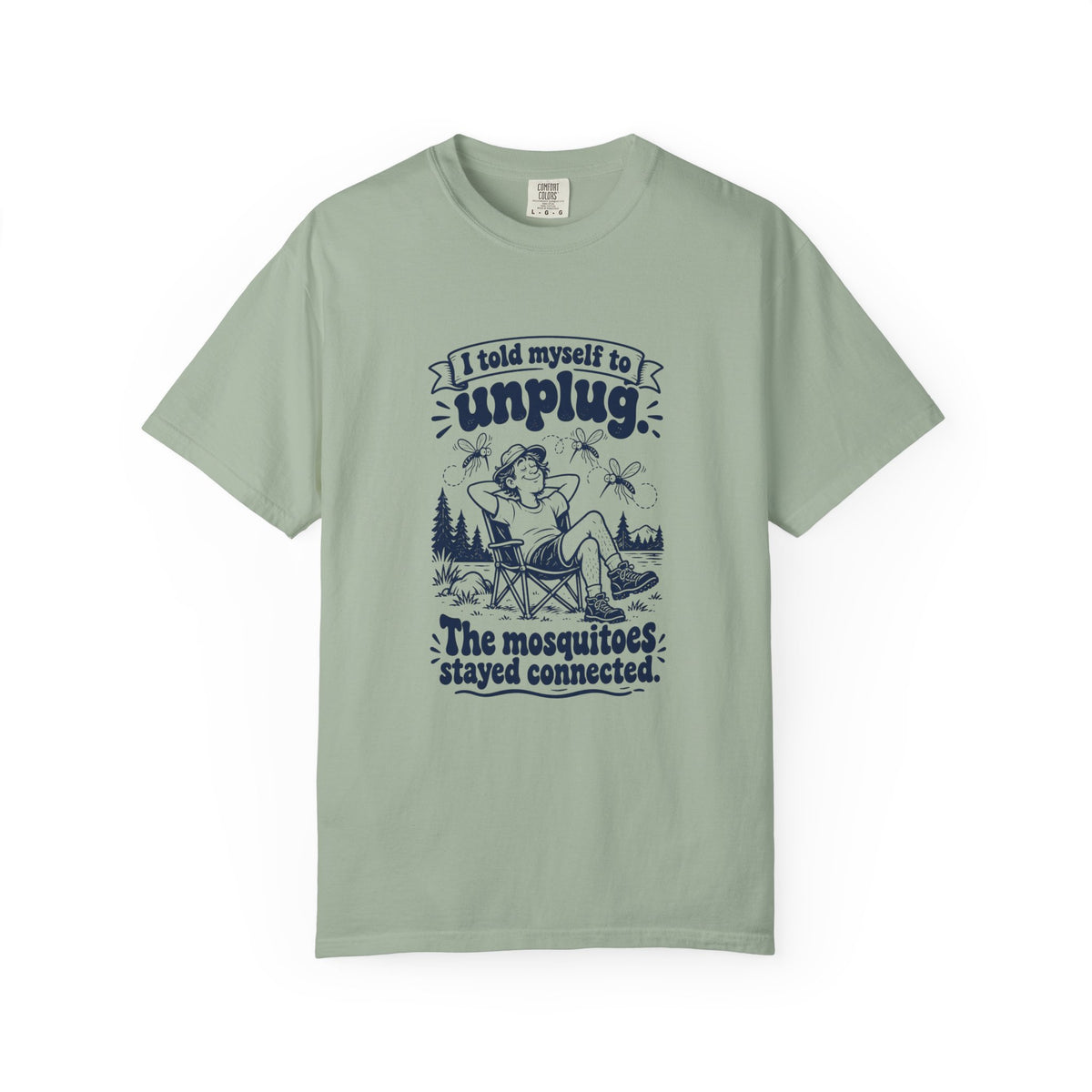 Unplug – Funny Outdoor Escapes T-Shirt – Bay – Bad Advice Club product mockup