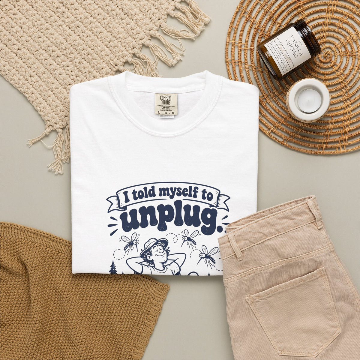 Unplug – Funny Outdoor Escapes T-Shirt – Bad Advice Club product mockup