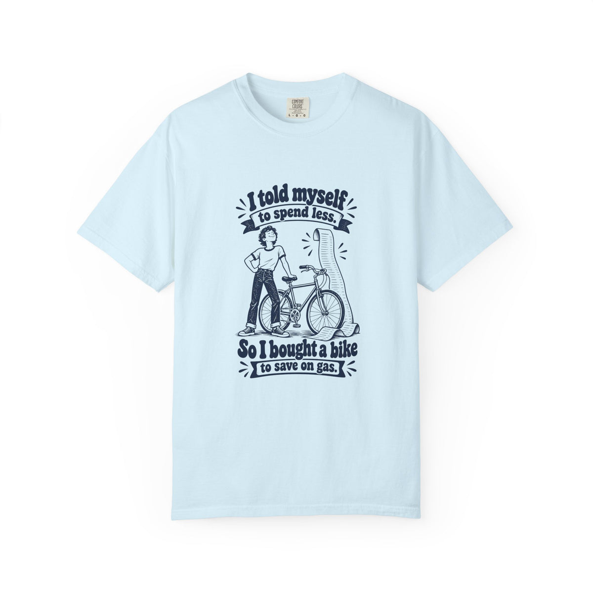 Save on Gas – Funny Cycling T-Shirt – Chambray – Bad Advice Club product mockup
