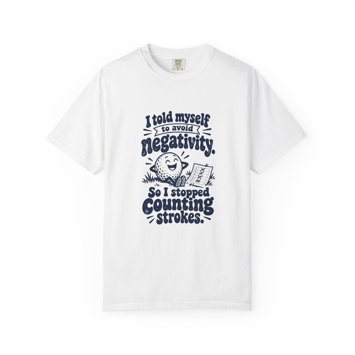 Avoid Negativity – Funny Golf T-Shirt – White – Bad Advice Club product mockup