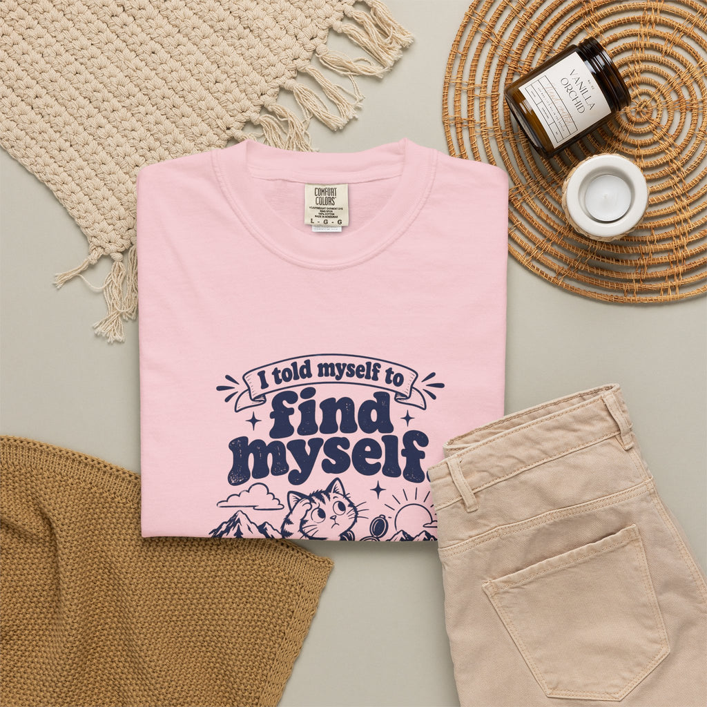 Find Myself – Funny Outdoor Escapes T-Shirt – Bad Advice Club product mockup