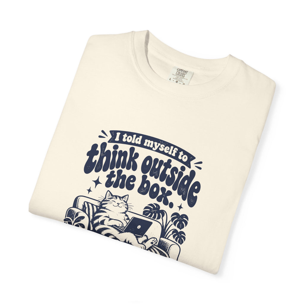 Outside the Box – Funny Work & Procrastination T-Shirt – Bad Advice Club product mockup