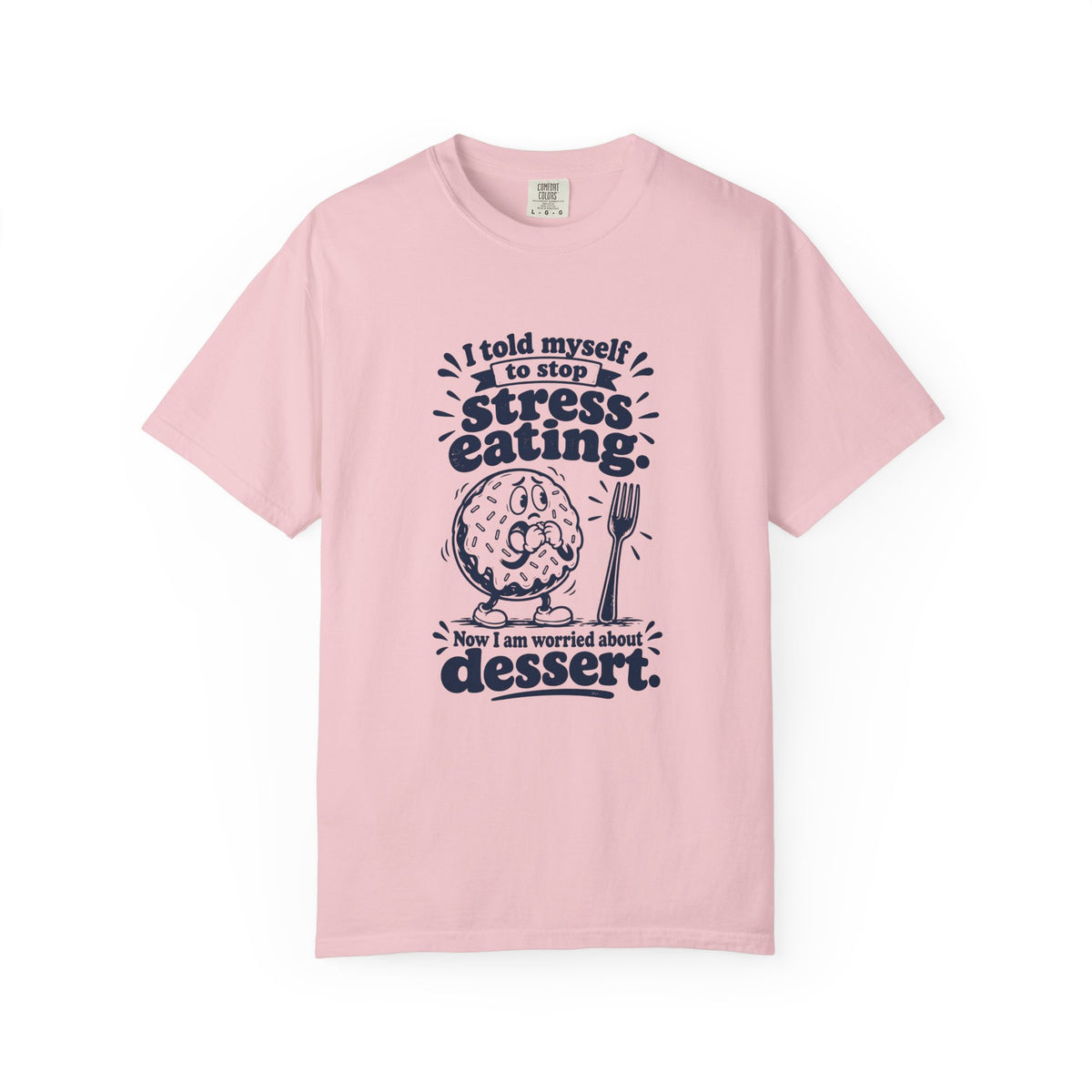Stress Eating – Funny Food & Coffee T-Shirt – Blossom – Bad Advice Club product mockup