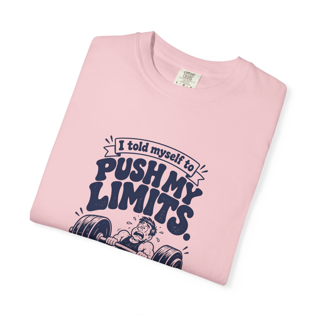 Push My Limits – Funny Gym & Fitness T-Shirt – Bad Advice Club product mockup