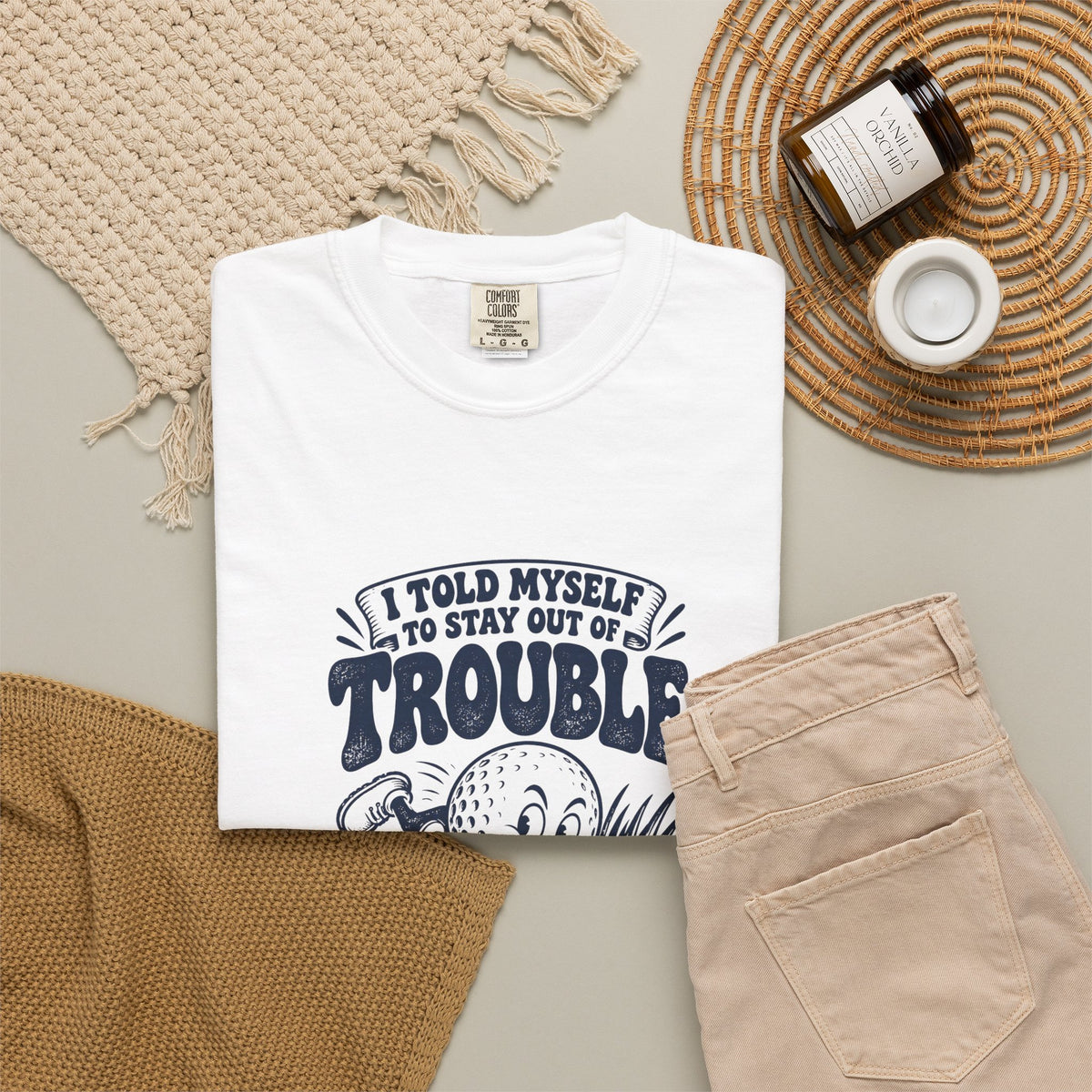 Stay Out of Trouble – Funny Golf T-Shirt – Bad Advice Club product mockup