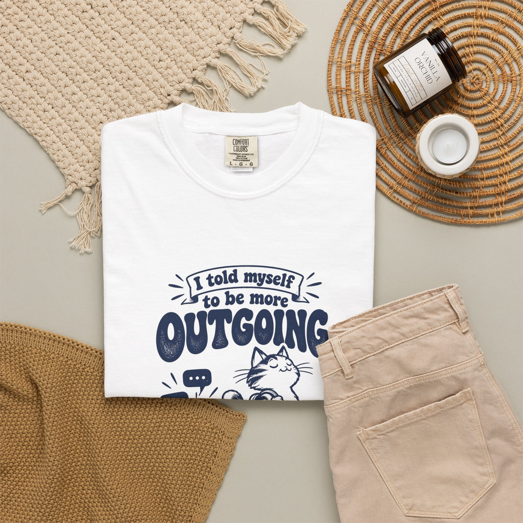 More Outgoing – Funny Social Battery T-Shirt – Bad Advice Club product mockup