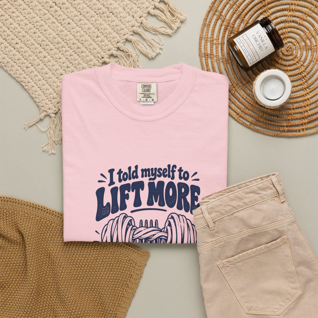 Lift More – Funny Gym & Fitness T-Shirt – Bad Advice Club product mockup