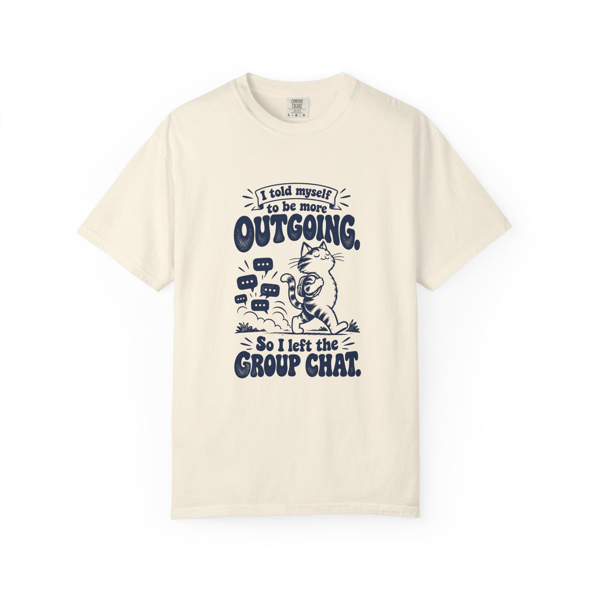 More Outgoing – Funny Social Battery T-Shirt – Ivory – Bad Advice Club product mockup