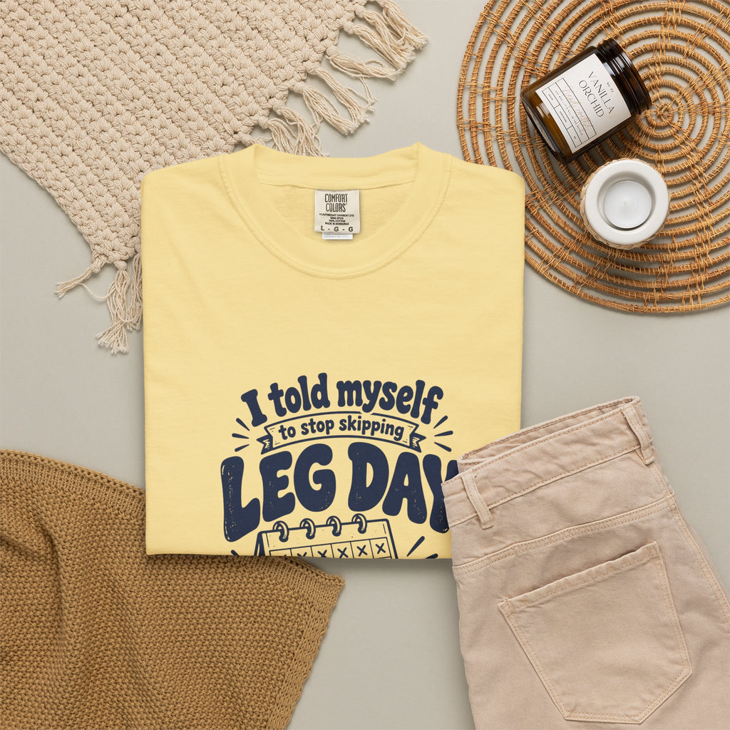 Leg Day – Funny Gym & Fitness T-Shirt – Bad Advice Club product mockup