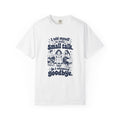 Small Talk – Funny Social Battery T-Shirt – White – Bad Advice Club product mockup