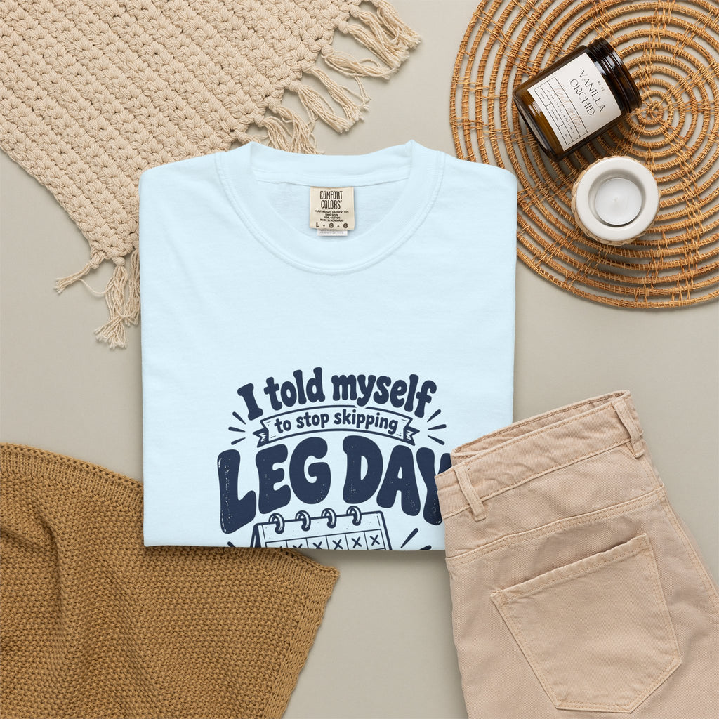 Leg Day – Funny Gym & Fitness T-Shirt – Bad Advice Club product mockup