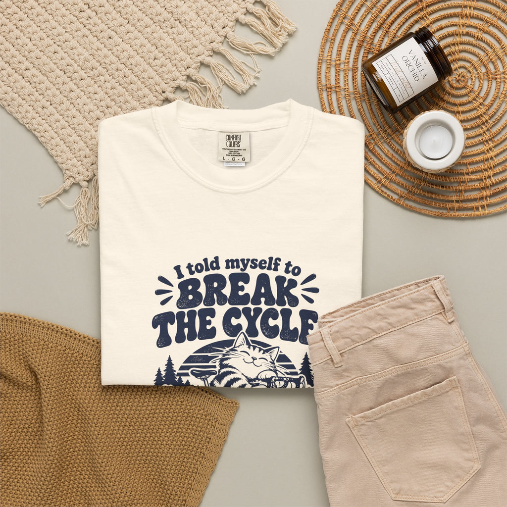 Break the Cycle – Funny Cycling T-Shirt – Bad Advice Club product mockup