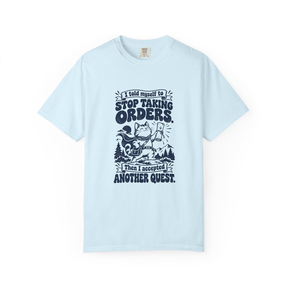 Taking Orders – Funny Gaming T-Shirt – Chambray – Bad Advice Club product mockup