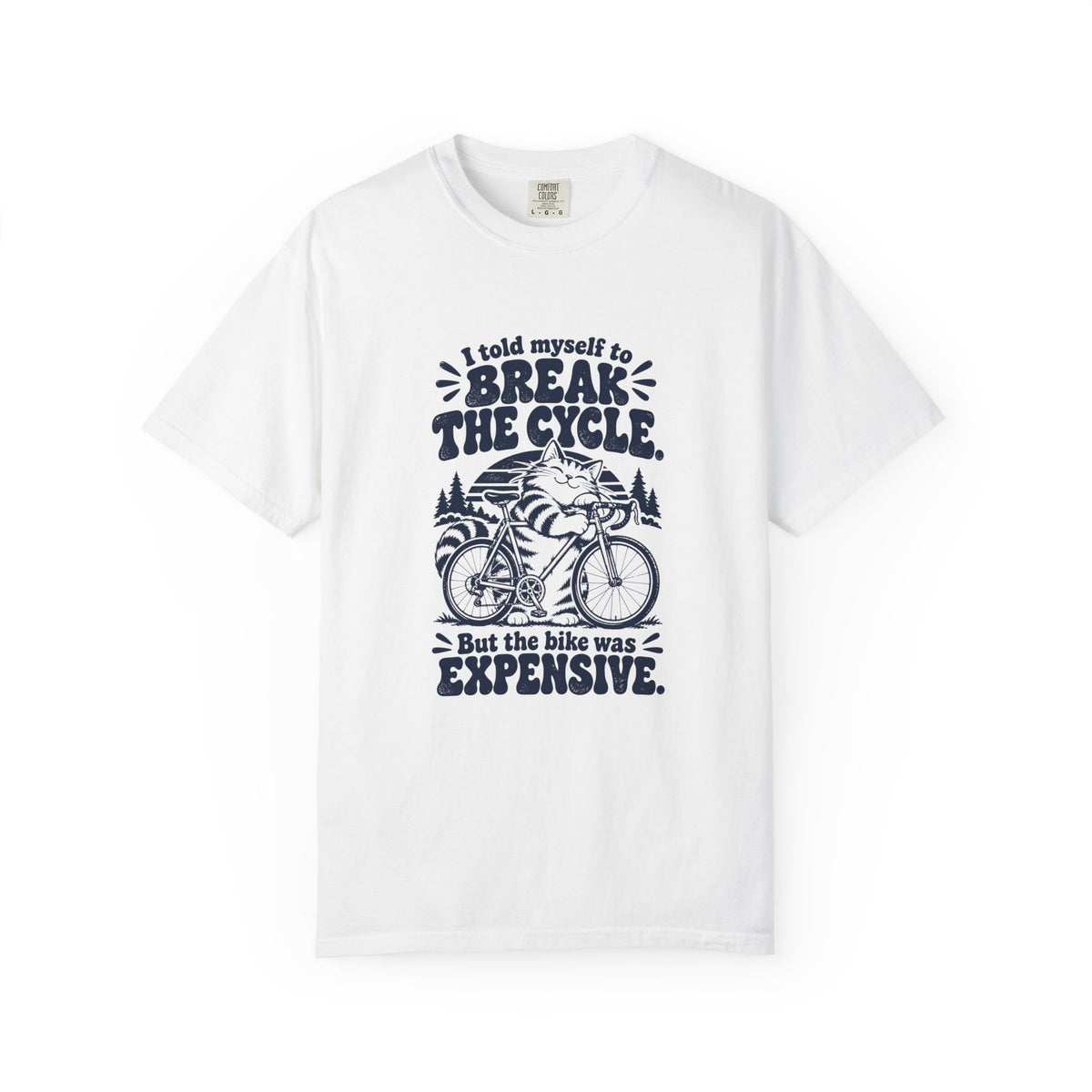 Break the Cycle – Funny Cycling T-Shirt – White – Bad Advice Club product mockup