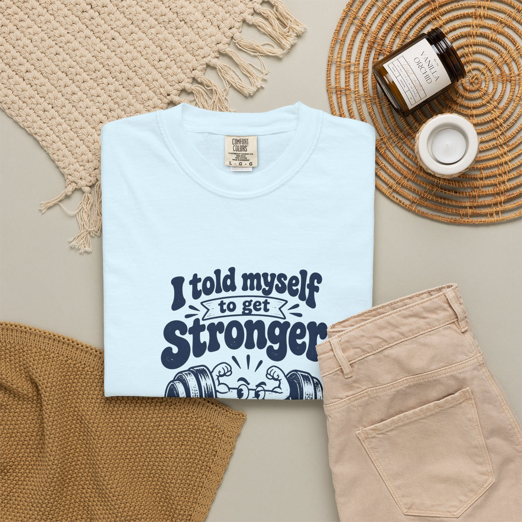 Stronger Excuses – Funny Gym & Fitness T-Shirt – Bad Advice Club product mockup