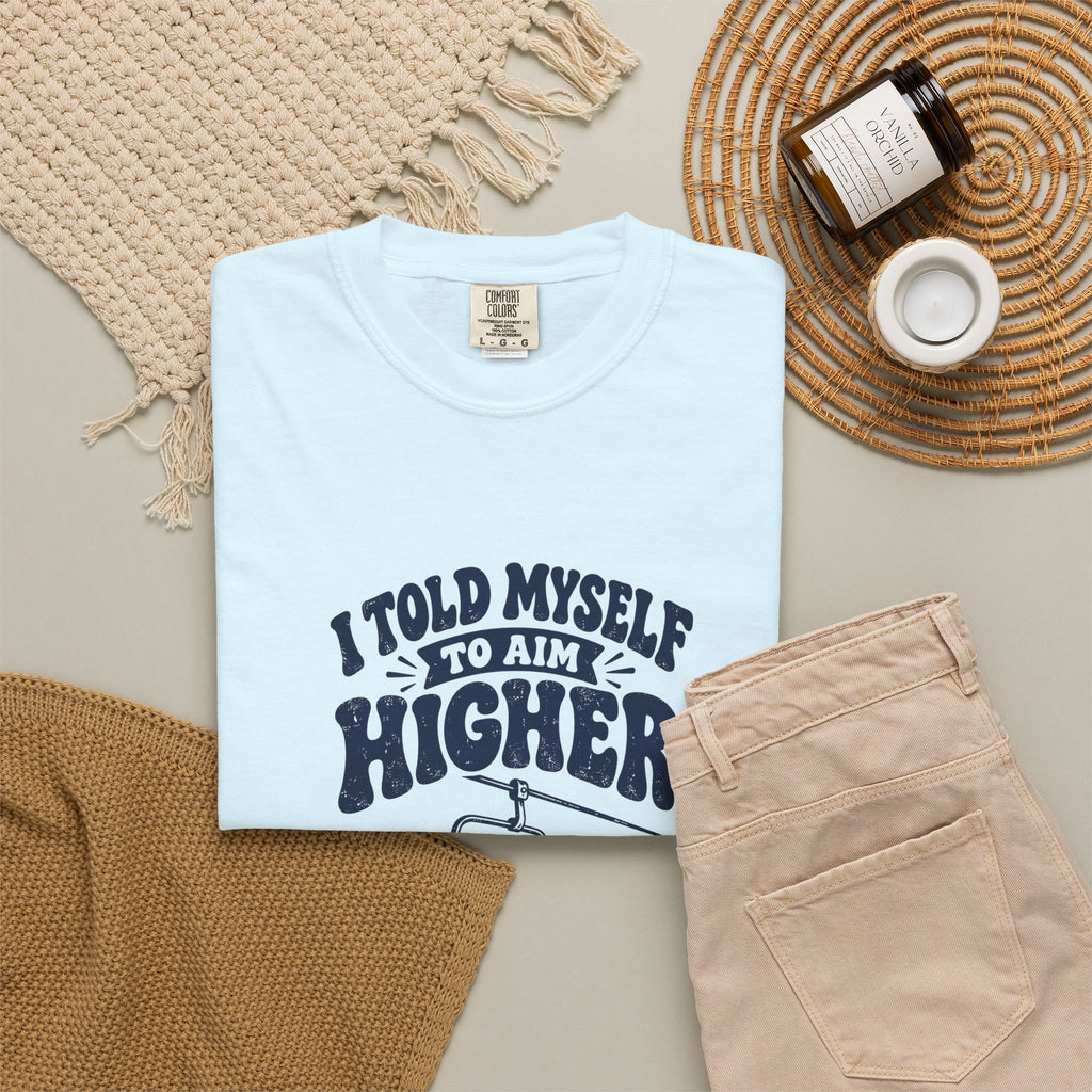 Aim Higher – Funny Ski T-Shirt – Bad Advice Club product mockup