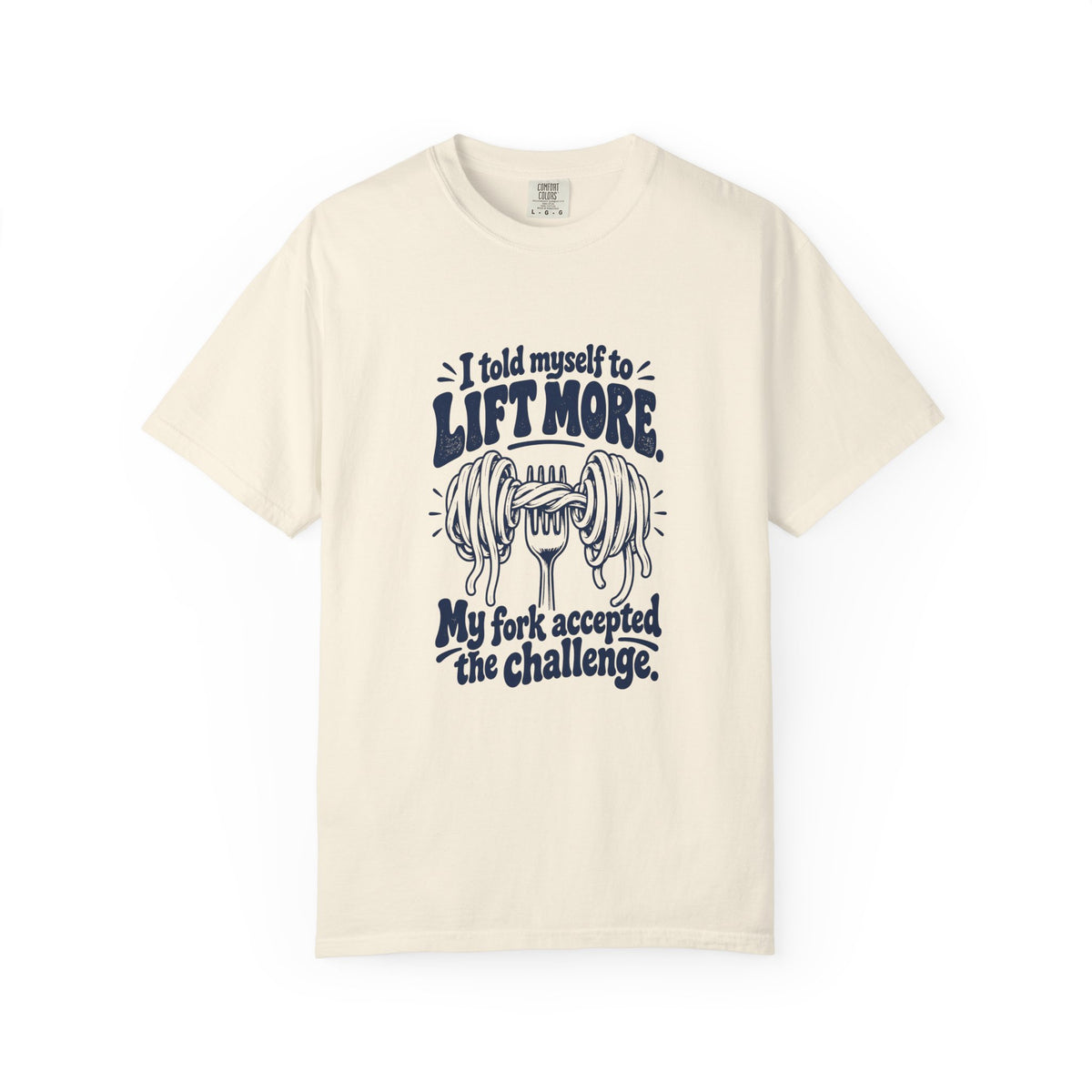 Lift More – Funny Gym & Fitness T-Shirt – Ivory – Bad Advice Club product mockup