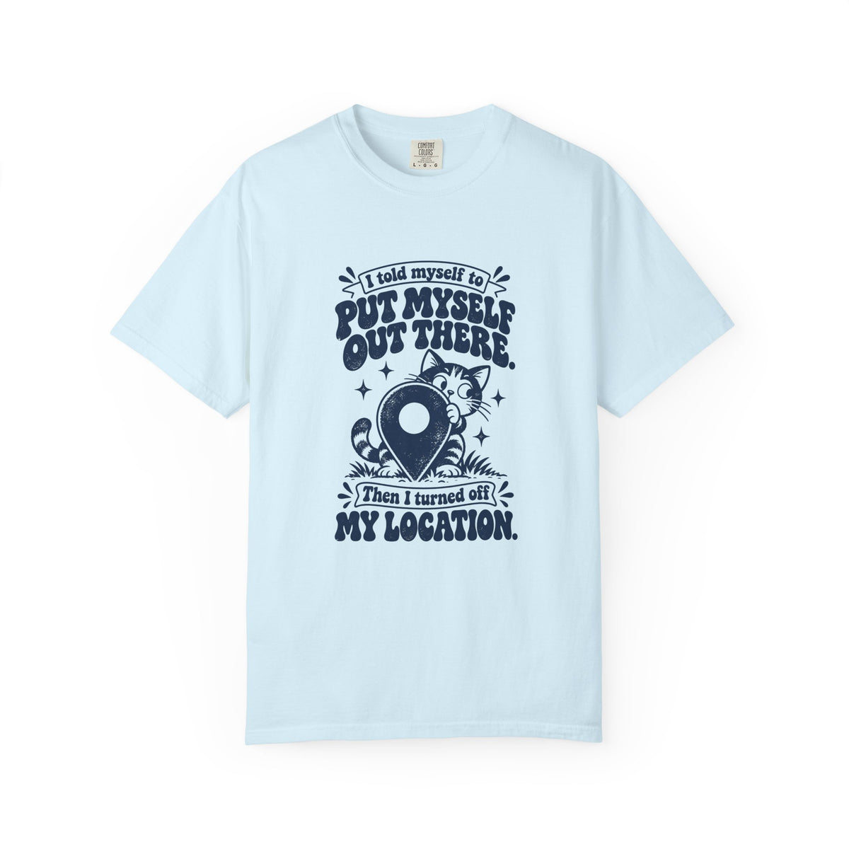Put Myself Out There – Funny Social Battery T-Shirt – Chambray – Bad Advice Club product mockup