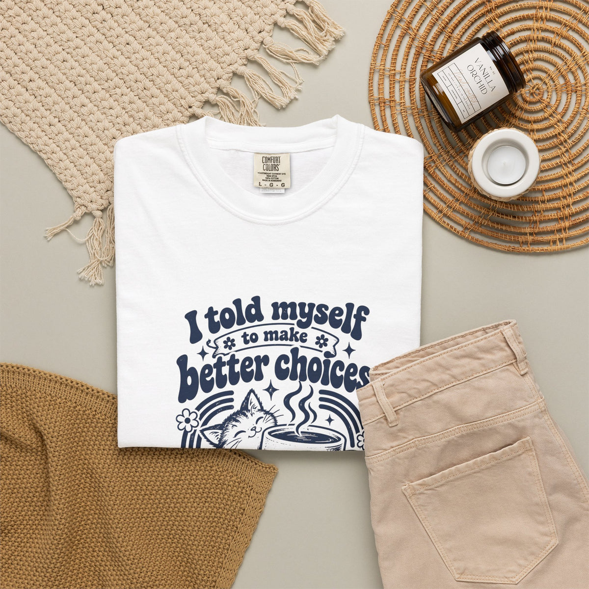Better Choices – Funny Food & Coffee T-Shirt – Bad Advice Club product mockup