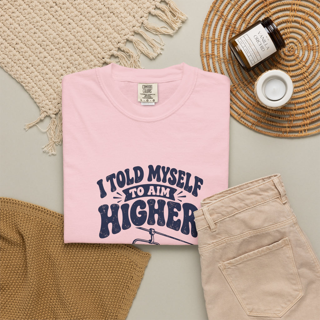 Aim Higher – Funny Ski T-Shirt – Bad Advice Club product mockup