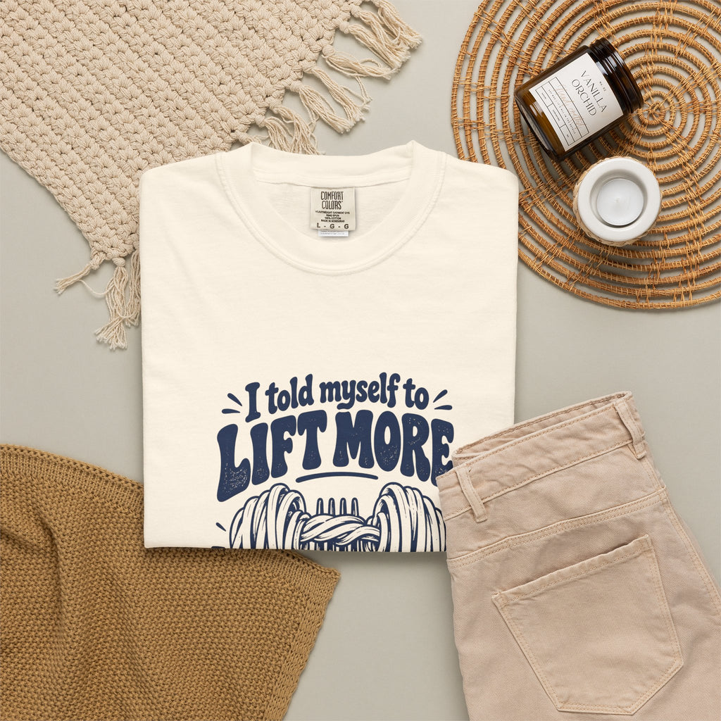 Lift More – Funny Gym & Fitness T-Shirt – Bad Advice Club product mockup