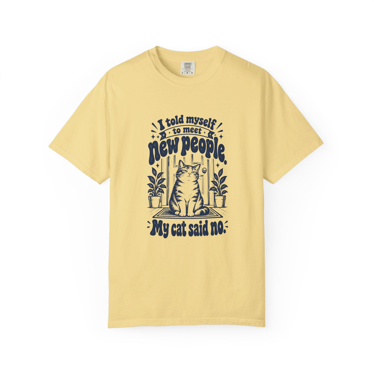 Meet New People – Funny Social Battery T-Shirt – Butter – Bad Advice Club product mockup