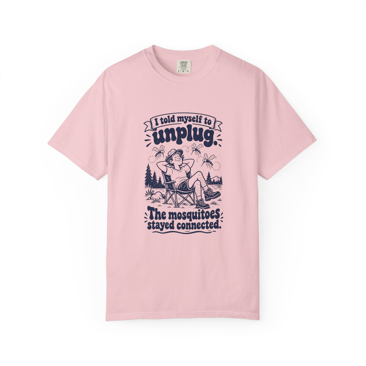 Unplug – Funny Outdoor Escapes T-Shirt – Blossom – Bad Advice Club product mockup