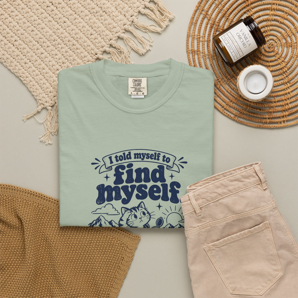 Find Myself – Funny Outdoor Escapes T-Shirt – Bad Advice Club product mockup