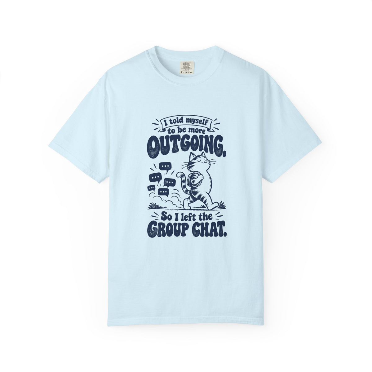 More Outgoing – Funny Social Battery T-Shirt – Chambray – Bad Advice Club product mockup