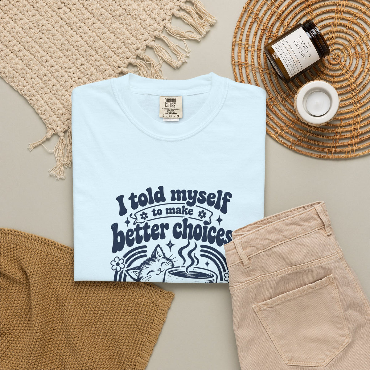 Better Choices – Funny Food & Coffee T-Shirt – Bad Advice Club product mockup