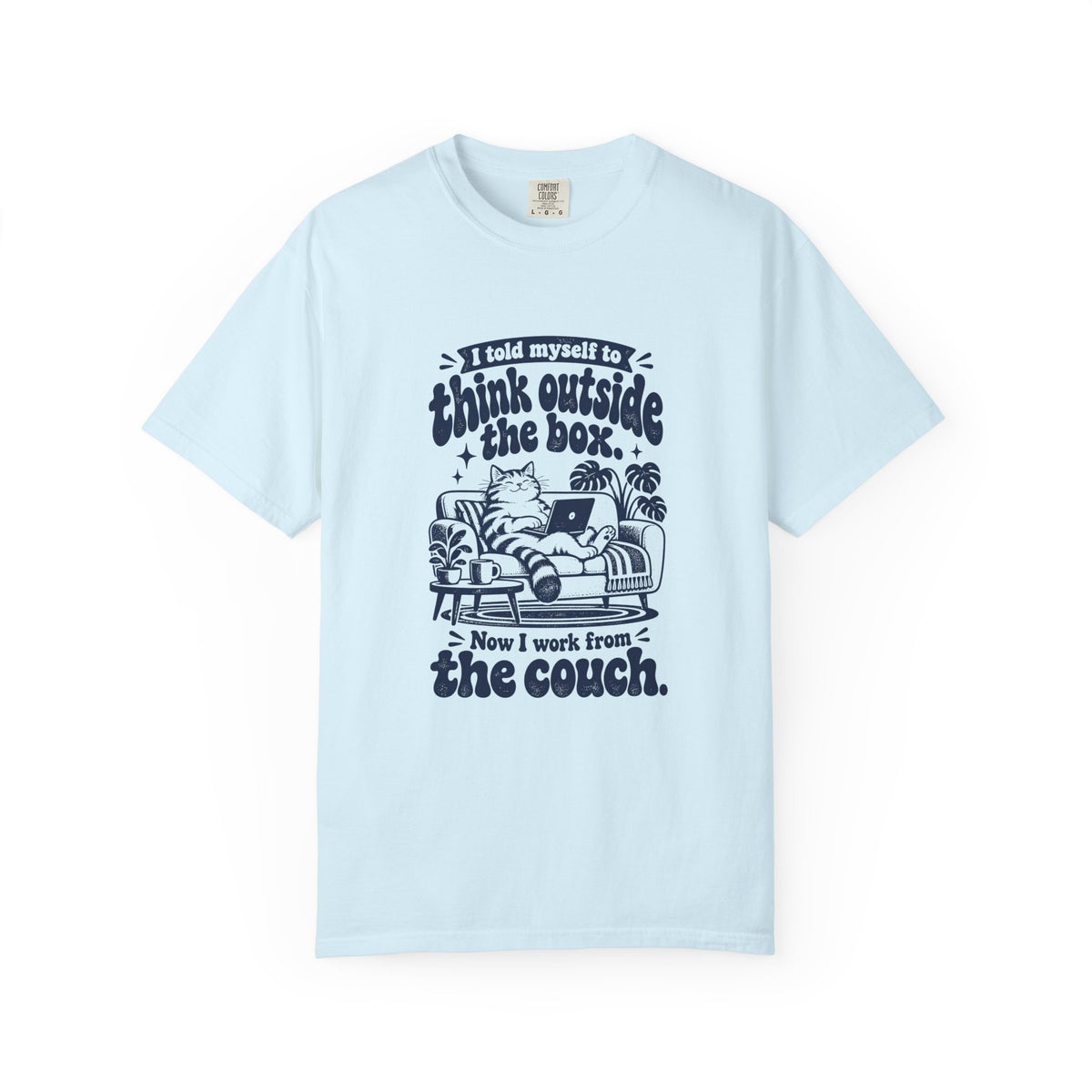 Outside the Box – Funny Work & Procrastination T-Shirt – Chambray – Bad Advice Club product mockup