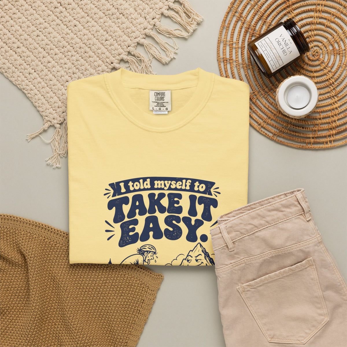 Take It Easy – Funny Cycling T-Shirt – Bad Advice Club product mockup