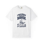 Aim Higher – Funny Ski T-Shirt – White – Bad Advice Club product mockup