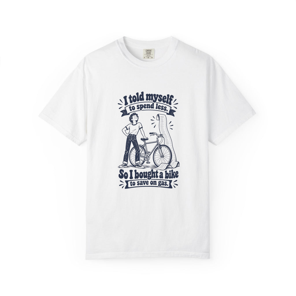 Save on Gas – Funny Cycling T-Shirt – White – Bad Advice Club product mockup