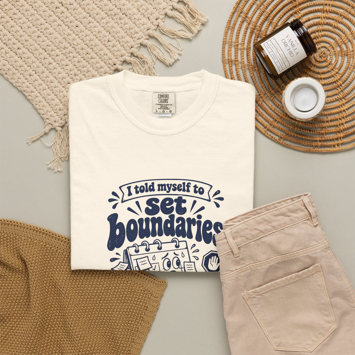 Set Boundaries – Funny Work & Procrastination T-Shirt – Bad Advice Club product mockup