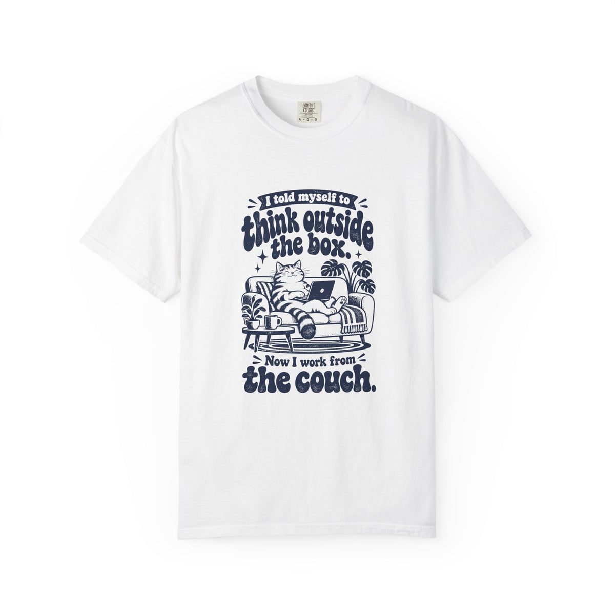 Outside the Box – Funny Work & Procrastination T-Shirt – White – Bad Advice Club product mockup