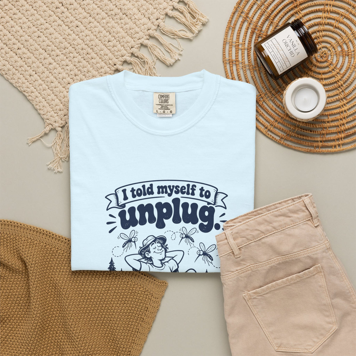 Unplug – Funny Outdoor Escapes T-Shirt – Bad Advice Club product mockup